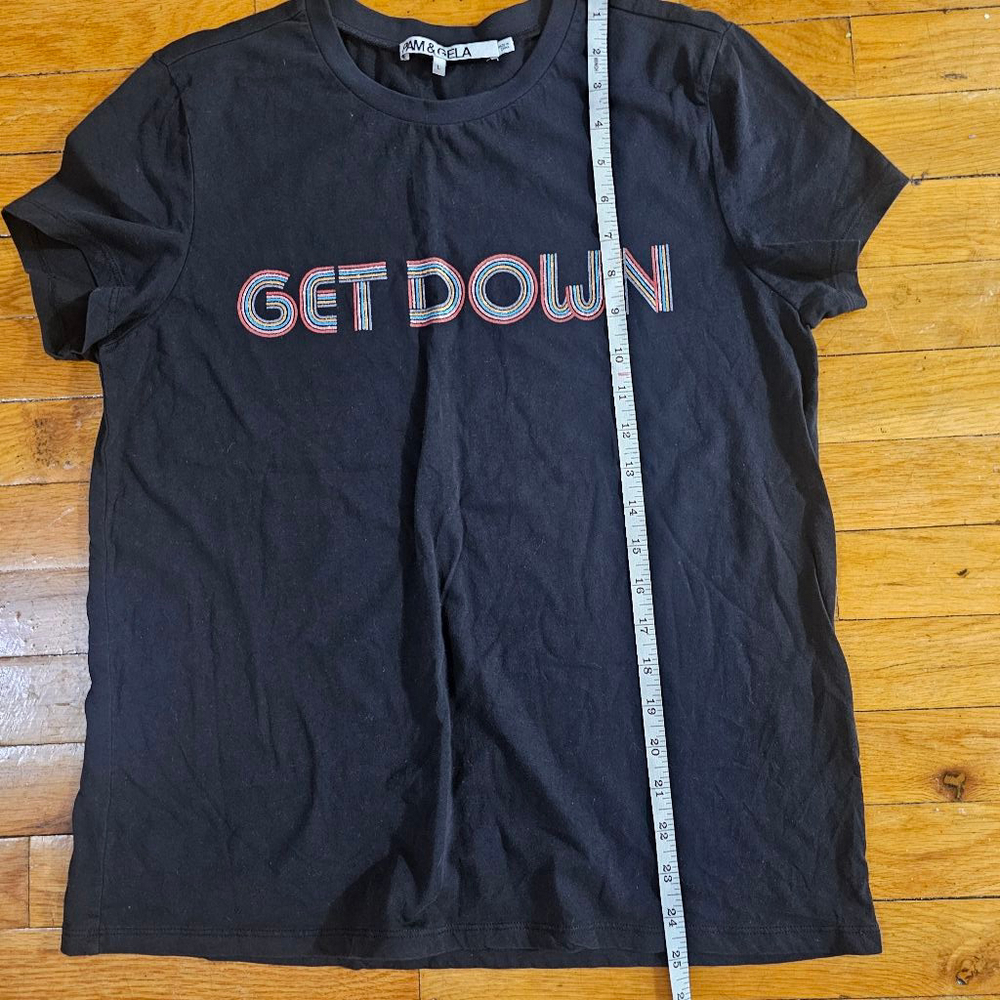Pam and Gela Black Graphic Tee Women's Size Large - Picture 3 of 6